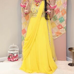 Vibrant Yellow Embroidered Lehenga